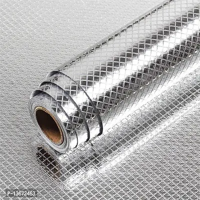 2 Meter Aluminum Roll Self Adhesive Wall Paper Roll Silver Color-thumb0