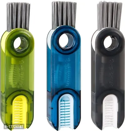 Multi functional Cleaning Brush 3 in 1 Tiny Bottle Cup Lid Detail Brush Straw Cleaner Tools Milk Feeding Bottle nipple cleaner Groove Cleaning Brush, Bottle cap Cleaner Brush Multicolored (pack of 1 )