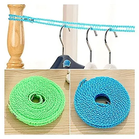 Cloth Drying Rope with Hooks (Pack of 1) Elastic Cloth Hanging Rope for Cloth  Drying with 12 Clips Cloth Rope for Drying Clothes for Travel Home Outdoor  Kapde Sukhane ki Rassi Wire -Multicolor