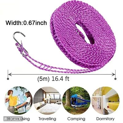 Clotheslines Indoor and Outdoor Laundry Drying Portable Adjustable Perfect Windproof Clothes Rope Hanger for Camping Travelling and Home Using 5M Pack of1 Multicolor