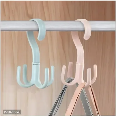 New Multi-Function 360 Degree Rotatable 4 Claw Hook Closet Hanging Organizers-Set Of 2-thumb0