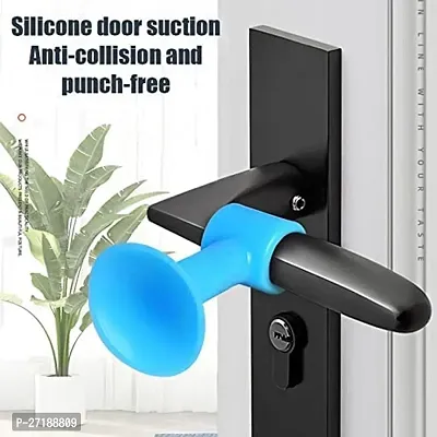 Mini Multipurpose Wall Protectors Anti-Collision Self-Sucking Silicone Door Stopper Door Handle Bumper Mobile Phone Stand Data Cable Organizer- Pack of 5 Multicolor-thumb0