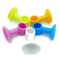 Mini Multipurpose Wall Protectors Anti-Collision Self-Sucking Silicone Door Stopper Door Handle Bumper Mobile Phone Stand Data Cable Organizer- Pack of 5 Multicolor-thumb3