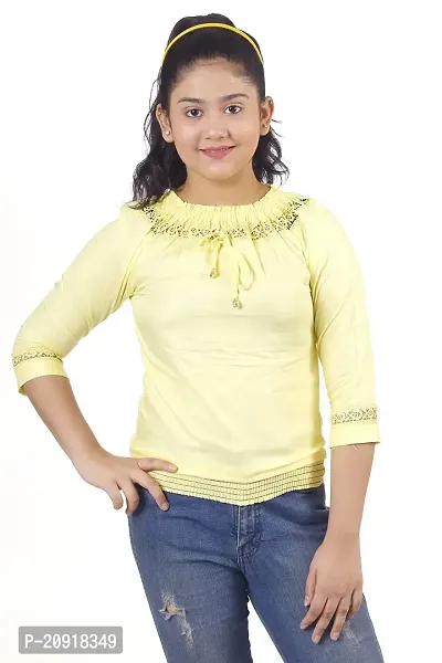 THE CROWN Girls Cotton Blend Stretchable Top-thumb0