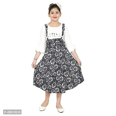 Buy The Crown Girl s Cotton Top And Syntactic Dungaree Dresses For Girls white And Deep Blue 9 10 Years Online In India At Discounted Prices