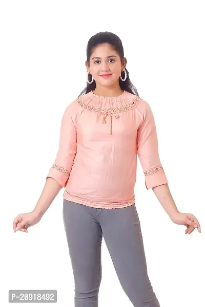 THE CROWN Girls Cotton Blend Stretchable Top