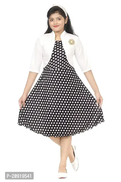 THE CROWN White  Black Jacket  Frock for Girls