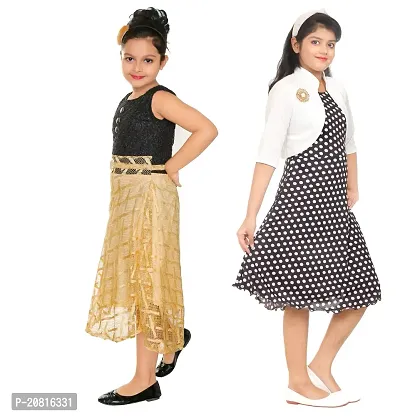 Classic Synthetic Dress for Kids Girls, Pack of 2-thumb2