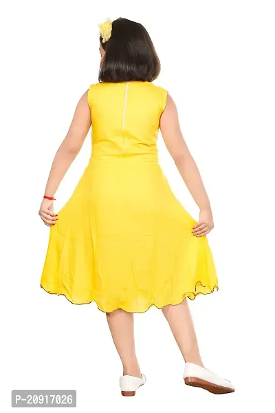 THE CROWN Cotton Rayon Frock for Beautiful Girls (4-5 Years) Yellow, Blue-thumb3