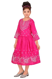 DR Cotton Linon Blend Printed Comfortable Party/Festival Dress for Girls-thumb2