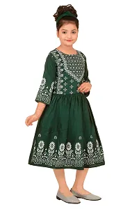 DR Cotton Linon Blend Printed Comfortable Party/Festival Dress for Girls-thumb2