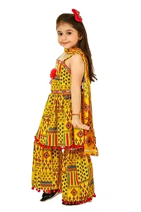 Fashionista Premium Quality Mixed Cotton Blend Yellow Palazzo pants and Sleeveless Top With Dupatta for Girls-thumb2