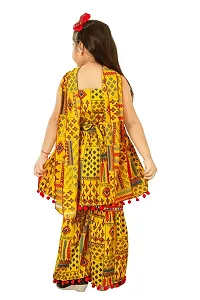 Fashionista Premium Quality Mixed Cotton Blend Yellow Palazzo pants and Sleeveless Top With Dupatta for Girls-thumb3
