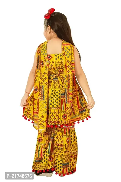 Fashionista Premium Quality Mixed Cotton Blend Yellow Palazzo pants and Sleeveless Top With Dupatta for Girls-thumb4