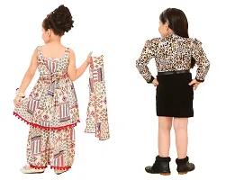 Fashionista Premium quality Kurta Palazzo Dupatta set  Animal Print Party Dress for Girls-thumb2