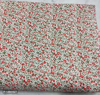 COTTON PRINT(Unstitched Fabric for girl/Women,Width-44 inch,Length-2.5 meter,For making Kurti,Gown,Palazo,Dress Material,Tunic,Top bottom,Salwar Suit,maxi,nighty.FREE_SIZE (Cream red multicolor)-thumb4