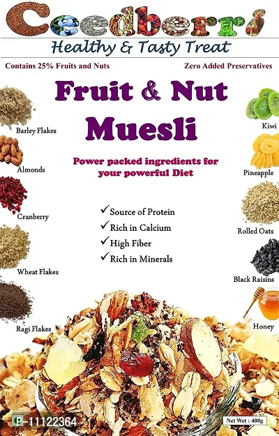 Crunchy Fruits And Nuts Delight Muesli With Fruits And Nuts, No Added Preservatives, High Fiber, Rich In Protein- 400 Grams-thumb3