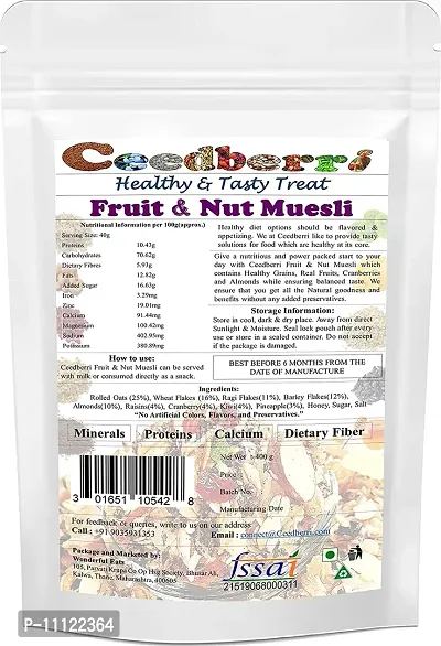 Crunchy Fruits And Nuts Delight Muesli With Fruits And Nuts, No Added Preservatives, High Fiber, Rich In Protein- 400 Grams-thumb2
