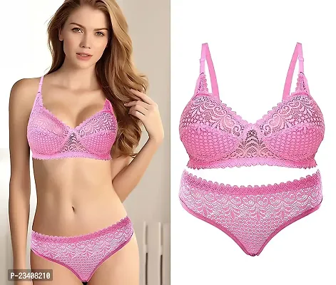 Chrisley Women?s Sexy Lingerie Set for Honeymoon Sex, Lace Lingerie Set for Honymoon, Bridal Bra Panty Set and Swimwear (36, Pink)-thumb3