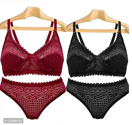 Chrisley Women's Lace Lingerie Set for Honeymoon Bridal and Swimwear RED+Black