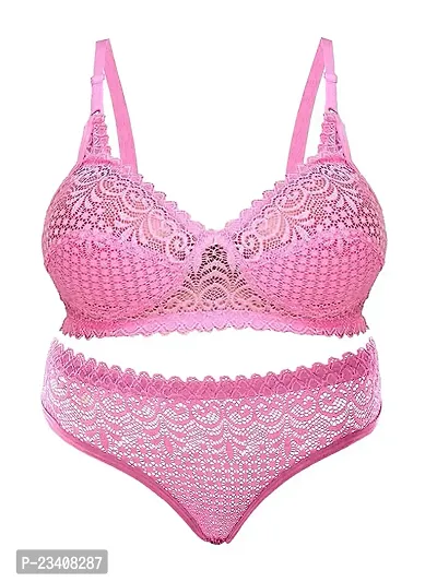 Chrisley Women?s Sexy Lingerie Set for Honeymoon Sex, Lace Lingerie Set for Honymoon, Bridal Bra Panty Set and Swimwear (30, Pink)-thumb0