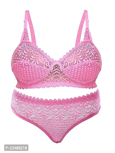Chrisley Women?s Sexy Lingerie Set for Honeymoon Sex, Lace Lingerie Set for Honymoon, Bridal Bra Panty Set and Swimwear (36, Pink)-thumb0
