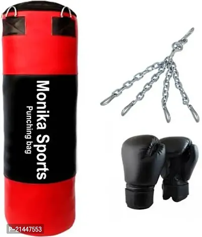 Monika Sports moni Boxing Kit ( 3 Feet SRF Unfilled Punching Bag + Hanging Chain + Boxing Gloves )