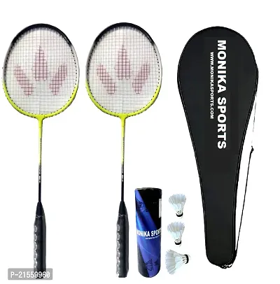 Monika Sports 2000 Aluminum Body Light Weight Badminton Racket Badminton Kit