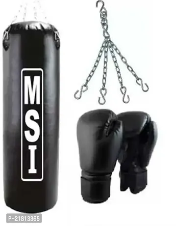 Monika Sports 3 Feet Unfilled Punching Bag + Hanging chain + Boxing Gloves ( Boxing Kit )