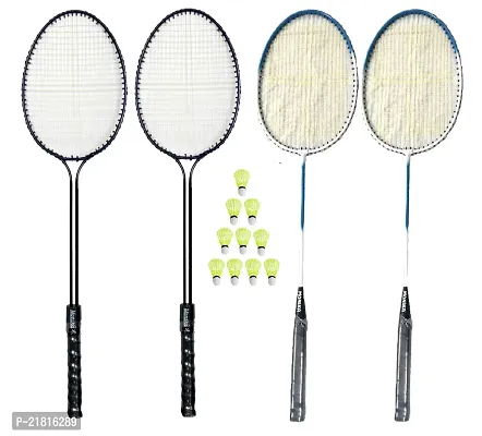Monika Sports 2 pc Double Shaft Racket + 2 pc Single Shaft Racket  + 10 PC Nylon Shuttle-thumb0
