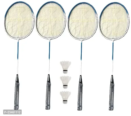 Monika Sports 4 Pc Single Shaft Racket With 3 Feather shuttle