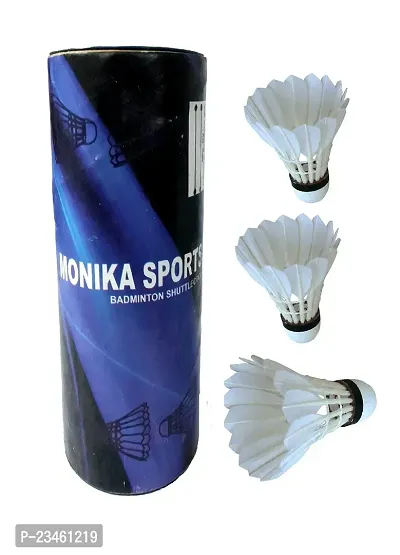 Monika Sports 3 Pc Feather shuttle Cock/ Badminton Feather shuttle-thumb0