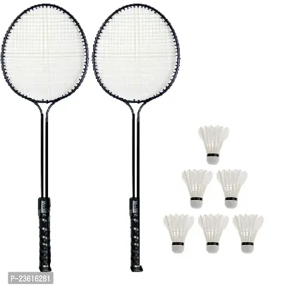 Monika Sports 2 PC Double Shaft Racket With 6 PC Feather shuttle