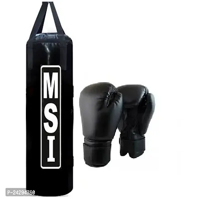 Monika Sports 3 Feet Unfilled Punching Bag With Boxing Gloves ( Boxing Kit )-thumb0