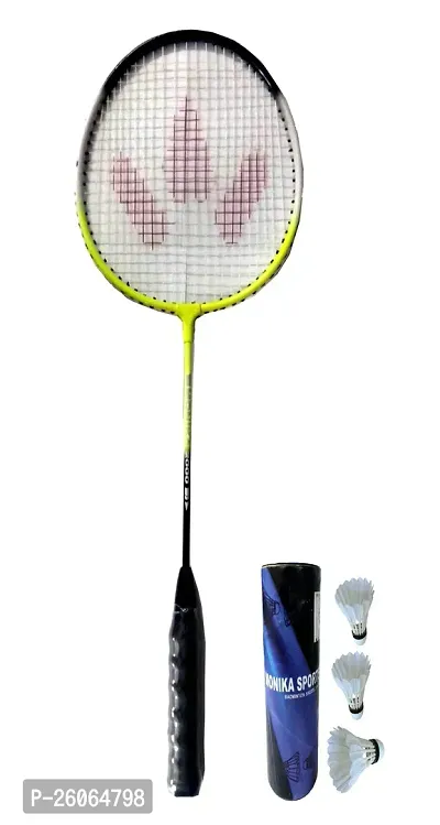 Monika SPorts 1 PC 2000 Aluminum Body Light Weight Badminton Racket With 3 PC Feather shuttle