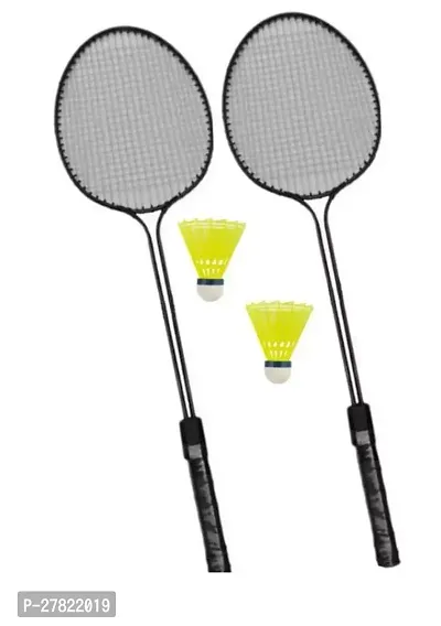 Monika Sports 2 PC Double Shaft Racket With 2 PC Green Shuttle ( Badminton Kit )-thumb0