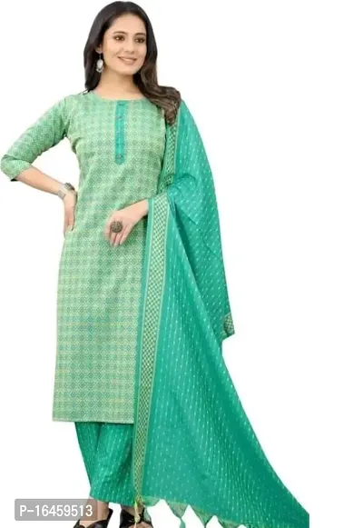 Stylish A-Line Printed Cotton Kurta-thumb0