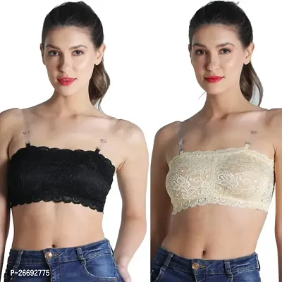 Stylish Multicoloured Net Lace Bras For Women Pack Of 2-thumb0