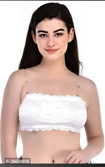 Stylish White Net Lace Bras For Women-thumb0