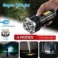 Rechargeable Flashlight,Super Bright LED Flashlight Waterproof Handheld Flashlight with 4 Modes for Camping Emergency Hiking (Black)-thumb1