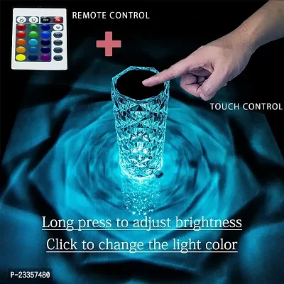 Diamond Crystal Table Lamp USB Rechargeable, 8 Mode Color Changing Acrylic 3D Night Light (16 Colors with Touch and Remote Control)-thumb5