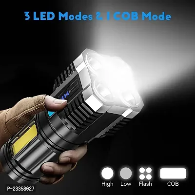 Rechargeable Flashlight,Super Bright LED Flashlight Waterproof Handheld Flashlight with 4 Modes for Camping Emergency Hiking (Black)-thumb4