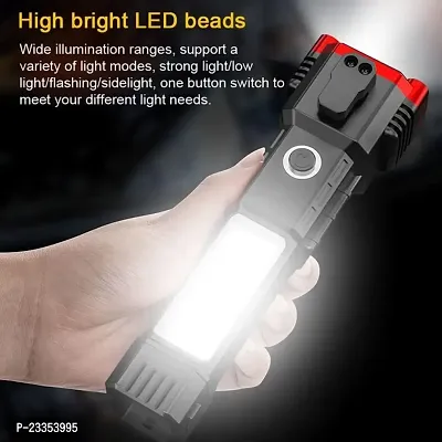 Rechargeable Torch Flashlight,Long Distance Beam Range Car Rescue Torch with Hammer Window Glass and Seat Belt Cutter Built in Mobile USB Fast Charger Power Bank-thumb5