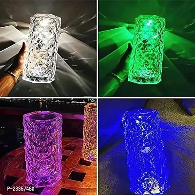 Diamond Crystal Table Lamp USB Rechargeable, 8 Mode Color Changing Acrylic 3D Night Light (16 Colors with Touch and Remote Control)-thumb2