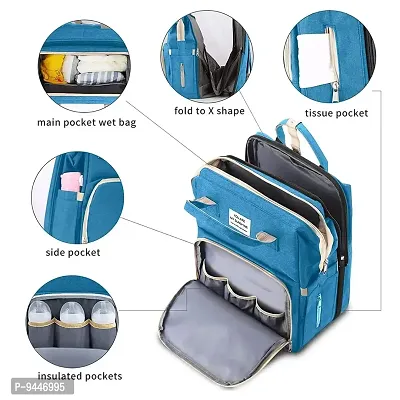 IndiRocks Diaper Bag Backpack Foldable Mummy Bag bagpack Waterproof, Washable for Girls and Boys-Dark Blue-thumb2