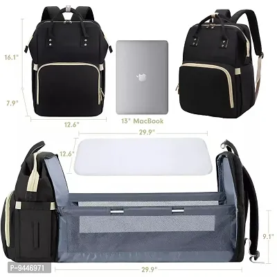 IndiRocks Diaper Bag Backpack Foldable Mummy Bag bagpack Waterproof, Washable for Girls and Boys-Black-thumb5