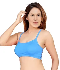 INDIROCKS Women's Nylon, Spandex & Cotton Padded Non-Wired T-Shirt Bra - Pack of 2 White/Light Blue-thumb2