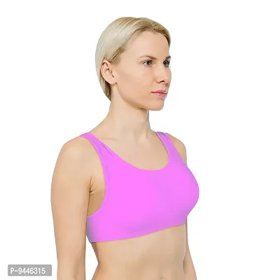 INDIROCKS Women Yoga Bra Running Bra Sports Bra Stretchable Non-Padded and Non-Wired Bra for Women/Girls, Freesize Baby Pink-thumb3