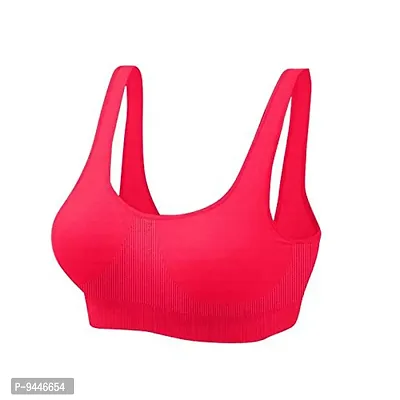INDIROCKS Women's Nylon Blend Non Padded Wire Free Sports, Seamless Bra (AIR-COMBO2-BLK-RED_Black, Red_Free Size)-thumb4