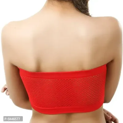 INDIROCKS Gdeals Women Tube Bra Seamless Tube Bra Wire Free Bra Strapless Non Padded Tube Bra- Free Size Red-thumb2